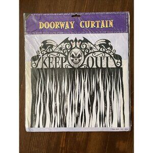 Haunted Halloween Gothic "Keep Out" Skull Doorway Curtain